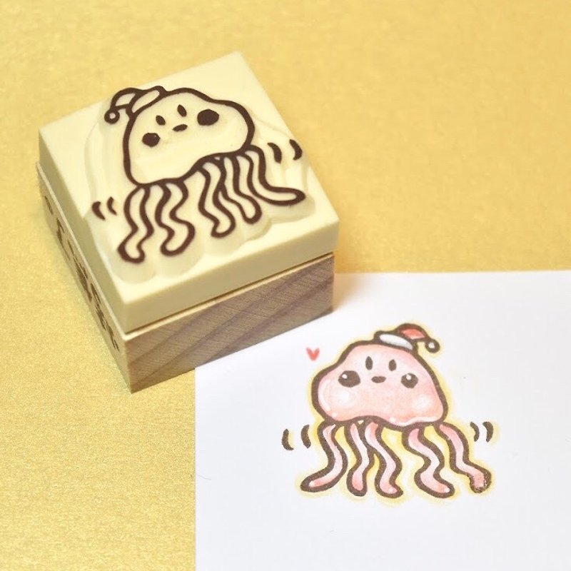 [Christmas limited] Christmas small jellyfish handmade rubber stamp - ตราปั๊ม/สแตมป์/หมึก - ยาง สีทอง