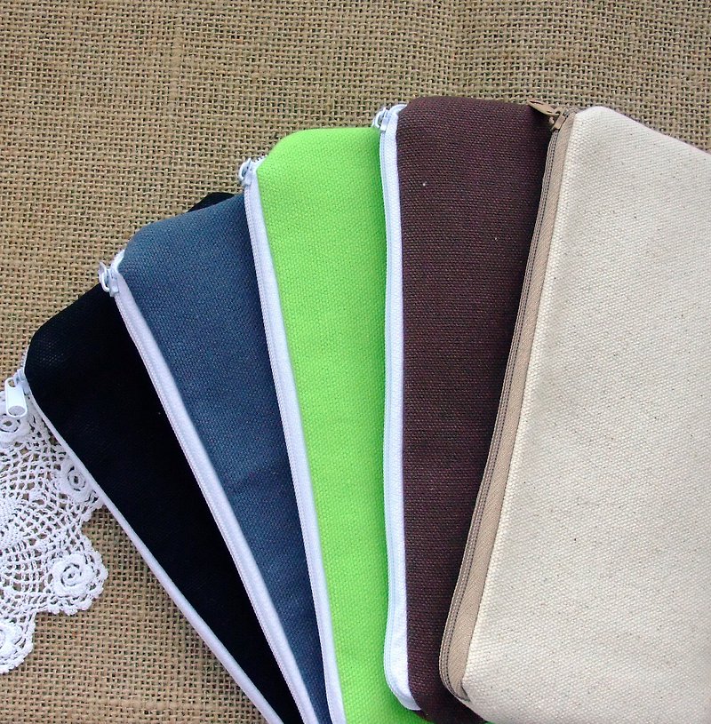 拉鍊收納布包  筆袋  化妝袋  手拿包 (其他顏色) (ZL-155-9) - 筆盒/筆袋 - 棉．麻 多色