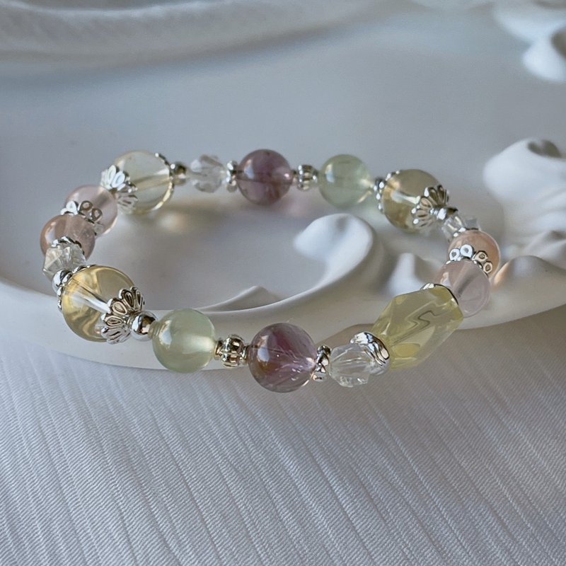 Shigure Qingge | Citrine + Amethyst + Rose Quartz // Recruiting people to improve performance // Natural crystal bracelet - Bracelets - Crystal Multicolor