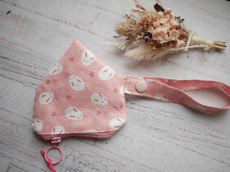 Rabbit three-dimensional triangle pacifier bag - Other - Cotton & Hemp Pink