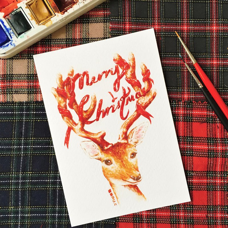 子鹿のクリスマスカードはがき - カード・はがき - 紙 多色