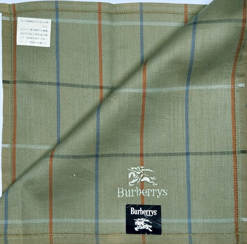 Burberry Brown Check Plaid Vintage Handkerchief 17.5 x 17 inches - 手帕 - 棉．麻 卡其色