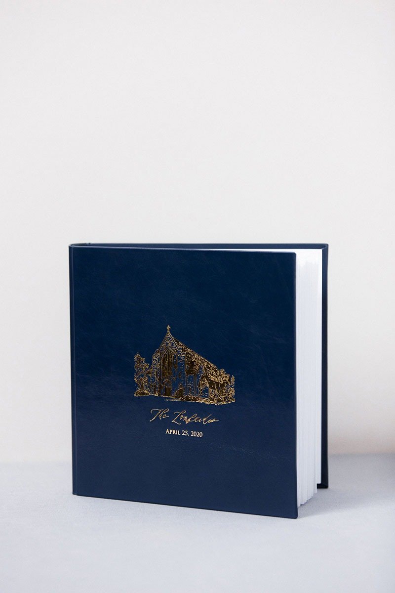 Photo Album - LEATHER 24x24 - polaroid instax vintage custom wedding guest book - อัลบั้มรูป - หนังแท้ สีน้ำเงิน