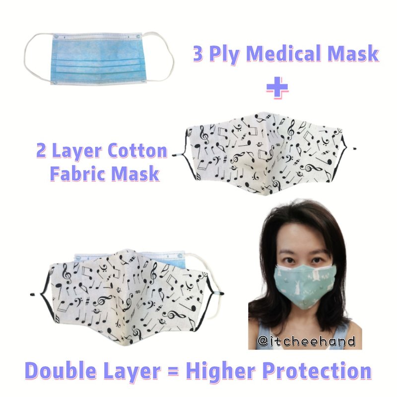Handmade 3D Double Layer Cotton Fabric Mask/Face Mask Washable Reuseable - ที่มาส์กหน้า - ผ้าฝ้าย/ผ้าลินิน ขาว