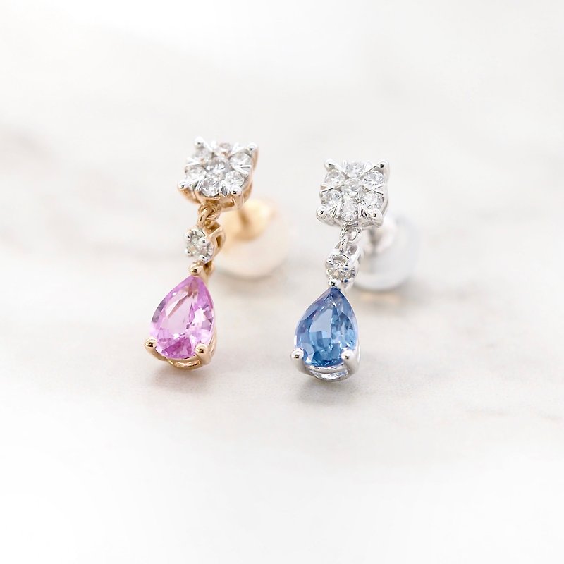 Shining sun god Apollo | 18K gold diamond earrings (customizable) - Earrings & Clip-ons - Diamond Multicolor