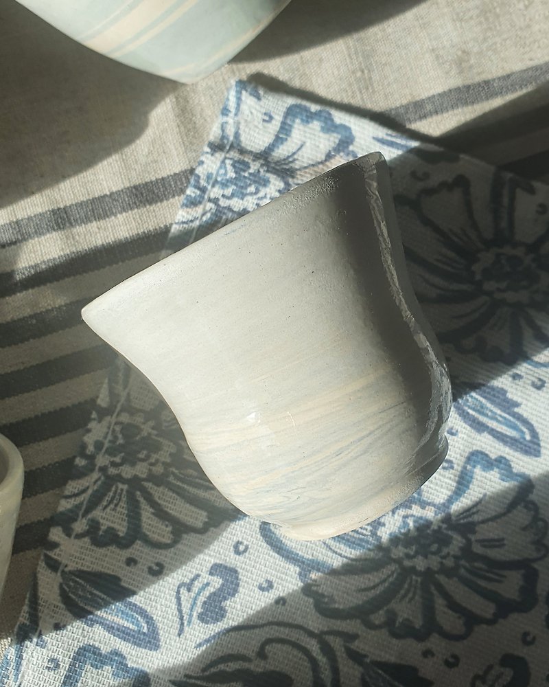 Hand Built Cup | Marbling | Ceramic Handmade | Coffee Cup - Pottery & Ceramics - Pottery Blue