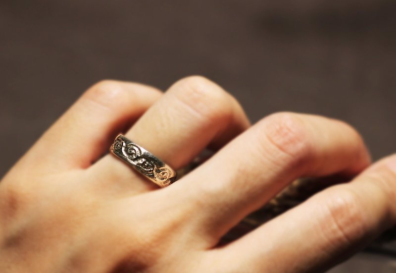 蕾絲紋理925銀戒 - 戒指 - 純銀 粉紅色