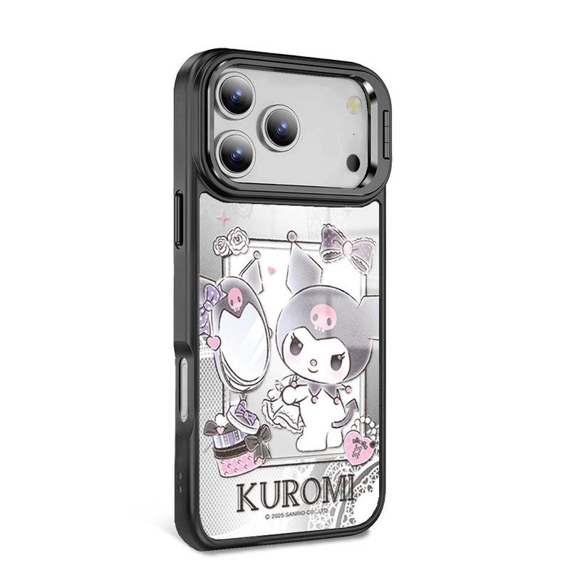 iPhone全系列 軍規合金框隱形立架鏡面磁吸殼-蕾絲酷洛米A-黑框 - 手機殼/手機套 - 其他材質 多色