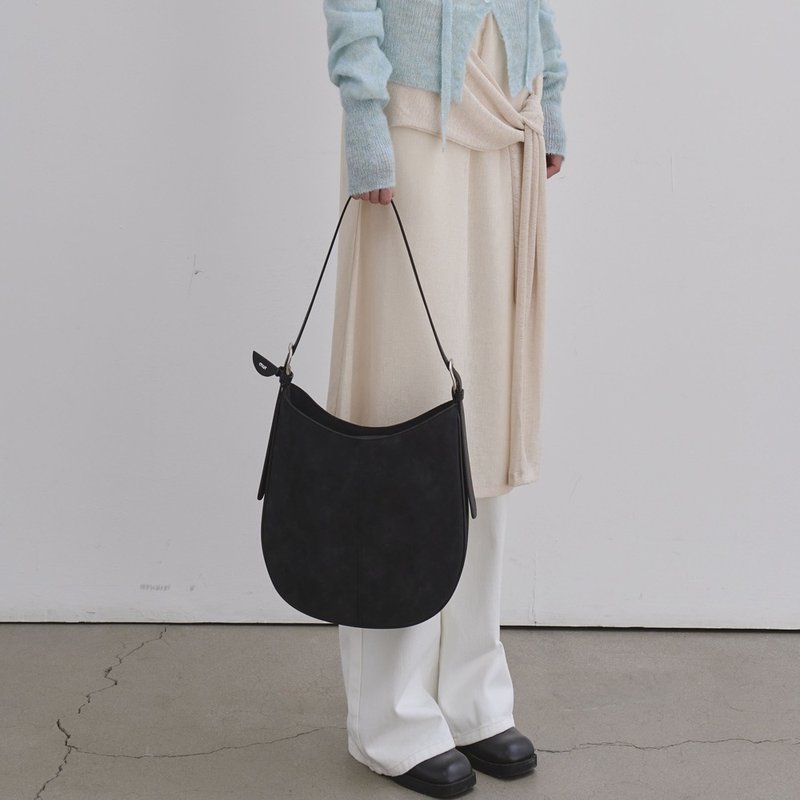 韓國製 MUR Pair bag 手袋/單肩包/上肩袋/手提袋 Suede Black - 側背包/斜背包 - 環保材質 