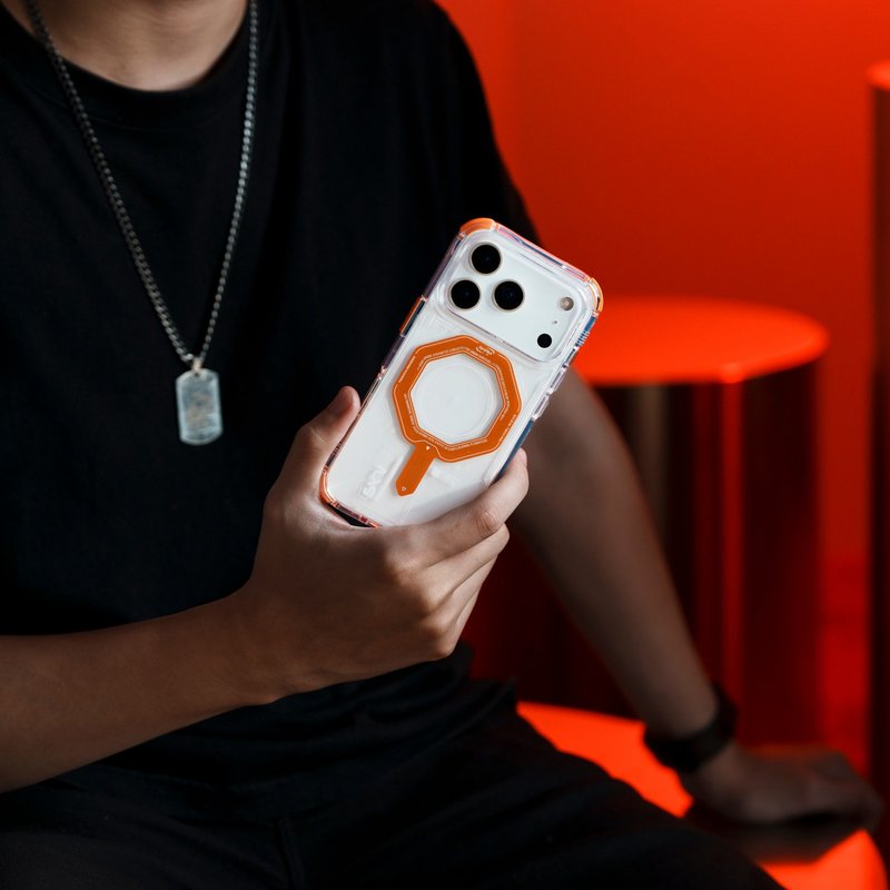 SKINARMA Magma 質感金屬磁吸防摔手機殼 附掛繩環 iPhone 17系列 - 手機殼/手機套 - 其他材質 橘色