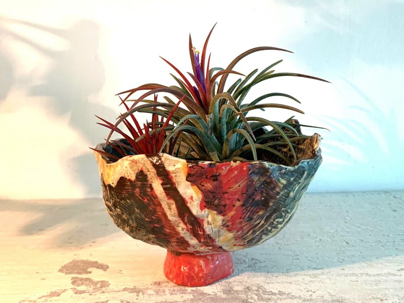 玩翻陶藝植栽器皿_陶器花器盆栽 - 盆栽/植栽 - 陶 咖啡色