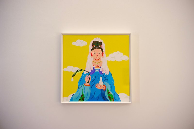 Fish sheep fisheptung ーLimited art giclee print with frame ーGuanyin - Wall Décor - Other Metals White