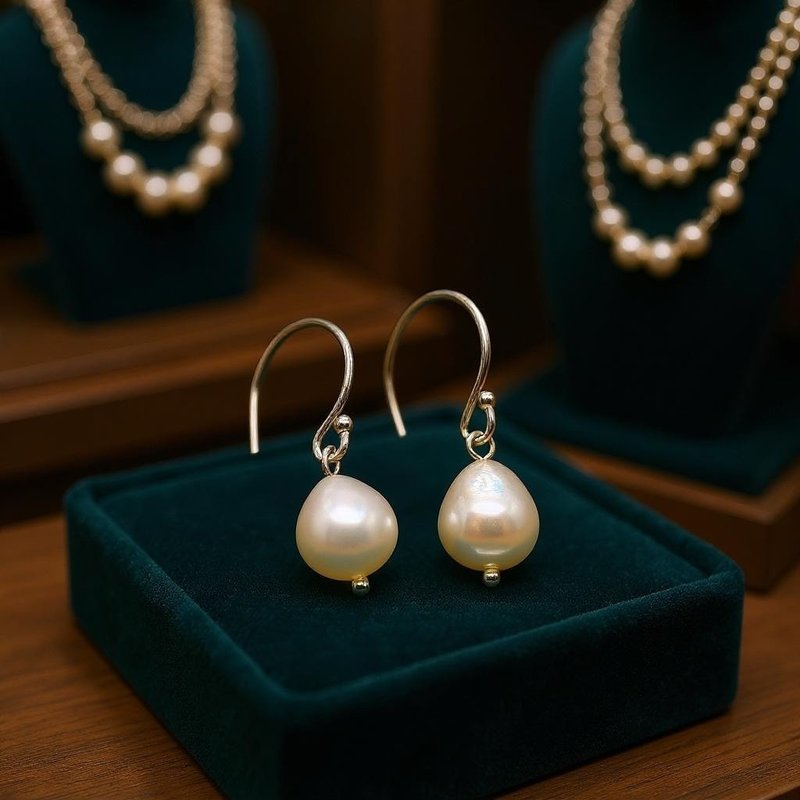 Raindrop Fresh Water Pearl Earrings - Earrings & Clip-ons - Other Metals White
