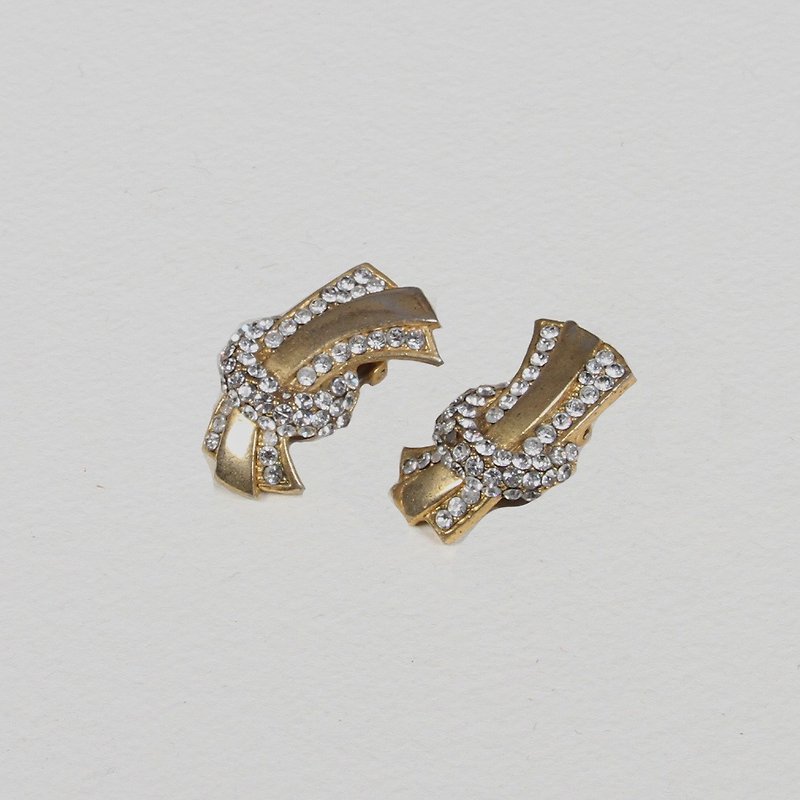 [Egg Plant Vintage] Golden Kaleidoscope Earrings Antique Earrings - Earrings & Clip-ons - Other Metals Gold