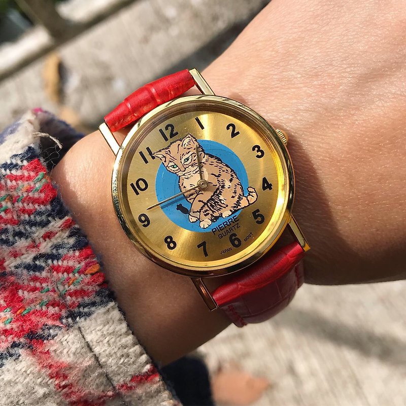 [Lost and find] Old Kid's Fun Cat and Mouse Trap Watch - นาฬิกาผู้หญิง - โลหะ สีแดง