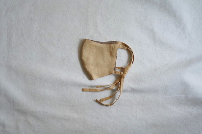 unisex mask | 雙色綁帶口罩 |  玉 子 x 陸 - 口罩/口罩收納套 - 棉．麻 黃色