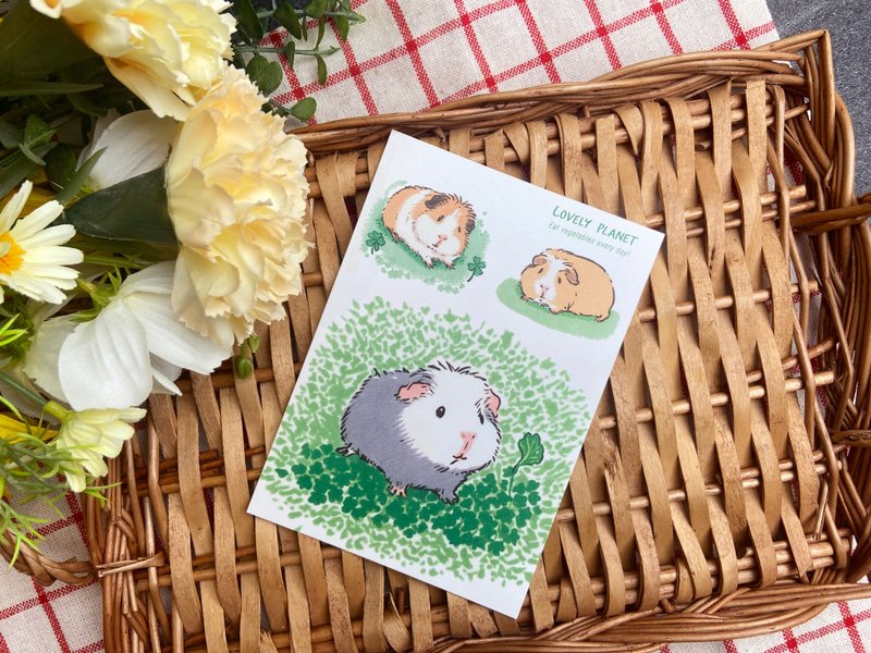 Lovely Planet guinea pig postcard l Eat vegetables and enjoy good health - Cards & Postcards - Paper Green