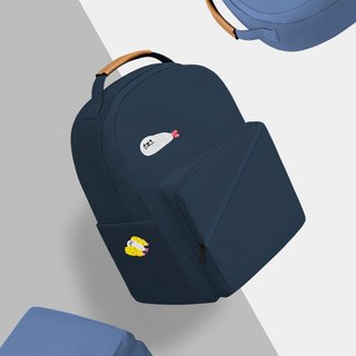 【4.0 New Upgrade】Fried Shrimp Seal Rice Particle Embroidery Backpack-Dark Black Navy X Anti-Splashing Water