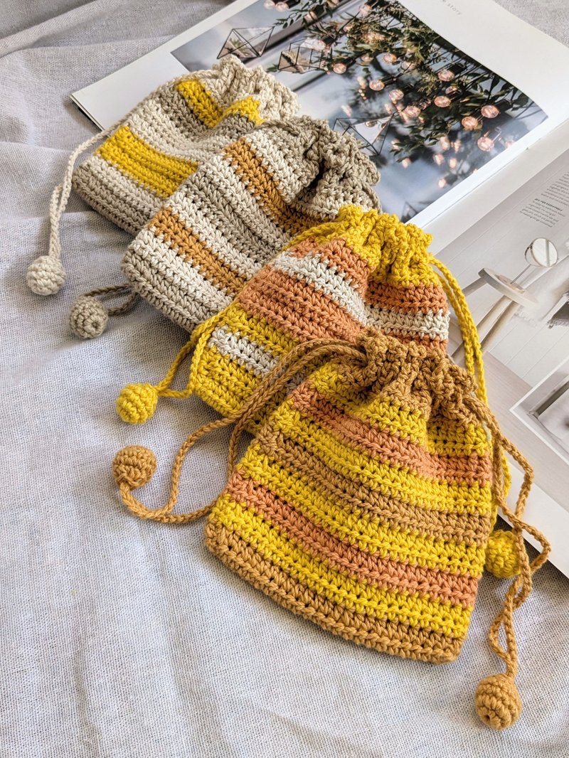 | Can hold anything | Larger crochet drawstring pocket - Drawstring Bags - Cotton & Hemp 