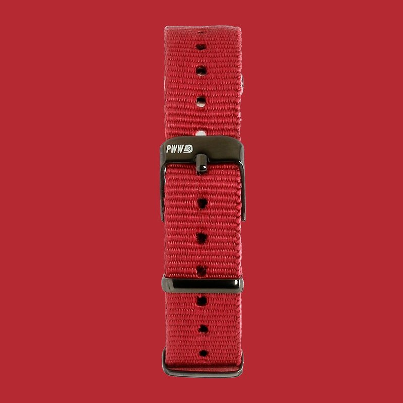 14mm 勃艮第紅NATO手錶表帶 - 錶帶 - 尼龍 紅色