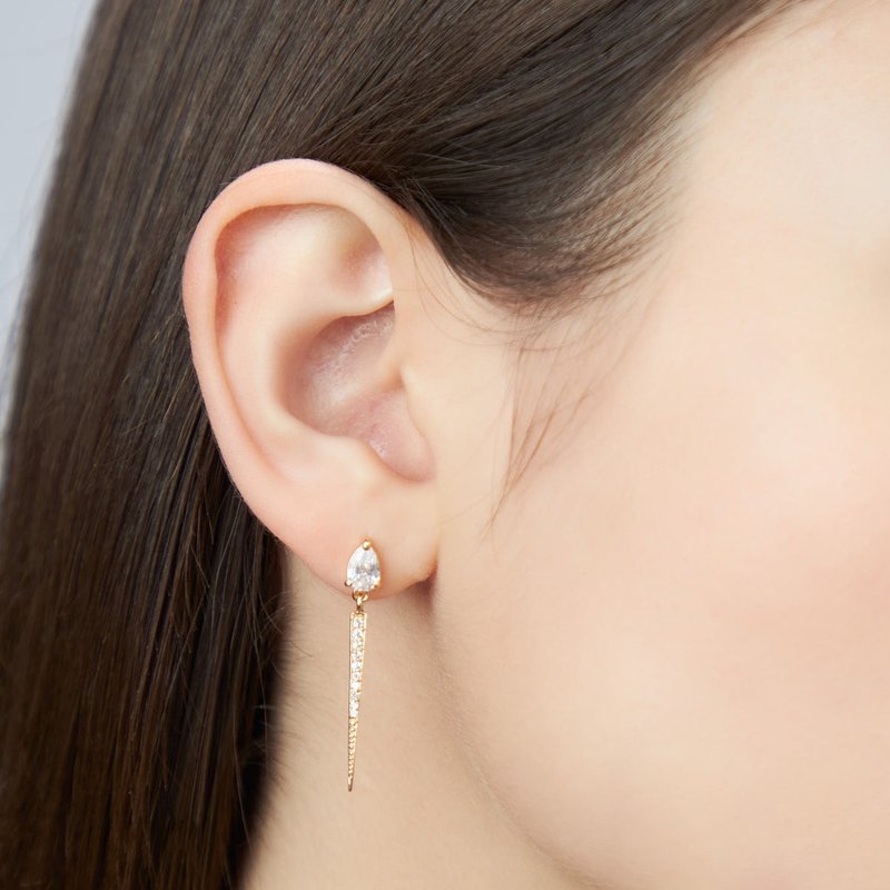 優雅垂墜耳環 925銀厚鍍18K金 Imbossom Earring - 耳環/耳夾/耳骨夾 - 純銀 金色