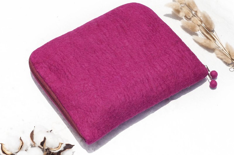 Nordic handmade wool felt bag / macbook laptop bag / tablet bag / 14 inch 15 inch laptop bag-Peach - Laptop Bags - Wool Pink