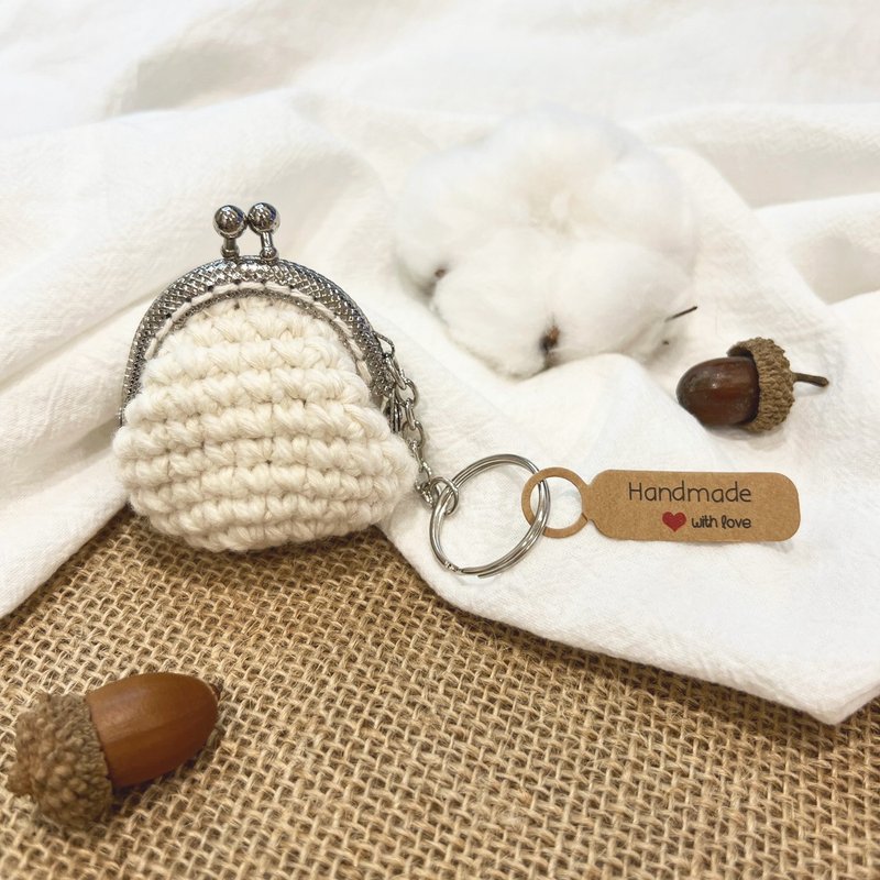 [Classic] Macaron gold bag keychain-No.13-Pure white - Keychains - Wool 