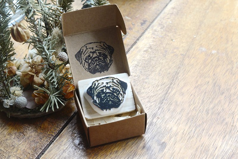 Hand carved rubber stamp (Pug) - Stamps & Stamp Pads - Rubber 