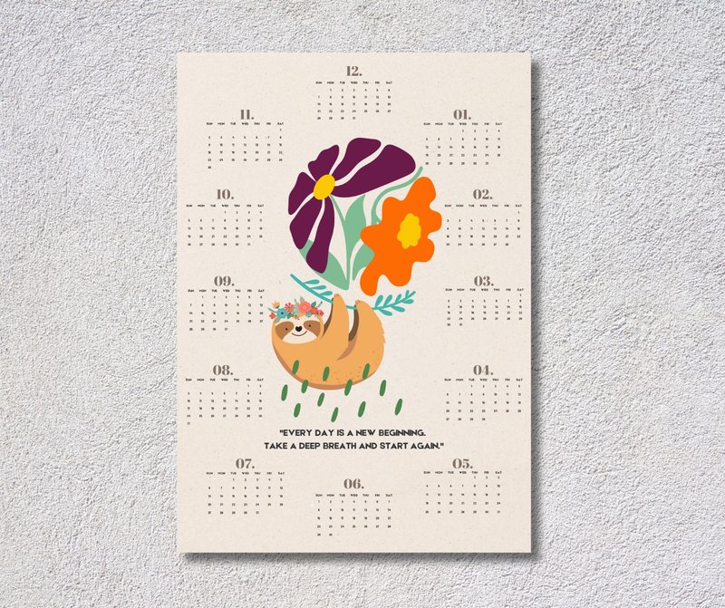 Every Day is a New Beginning Poster calendar 2025, 2025 printable calendar - 電子似顏繪/繪畫/插畫 - 其他材質 
