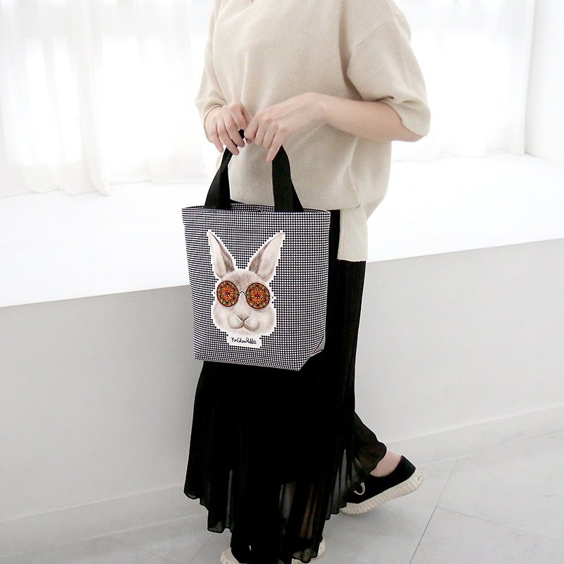 canvas bag  tote bag  | Funglass Rabbit | 28cm x 25.5cm - Handbags & Totes - Other Materials White