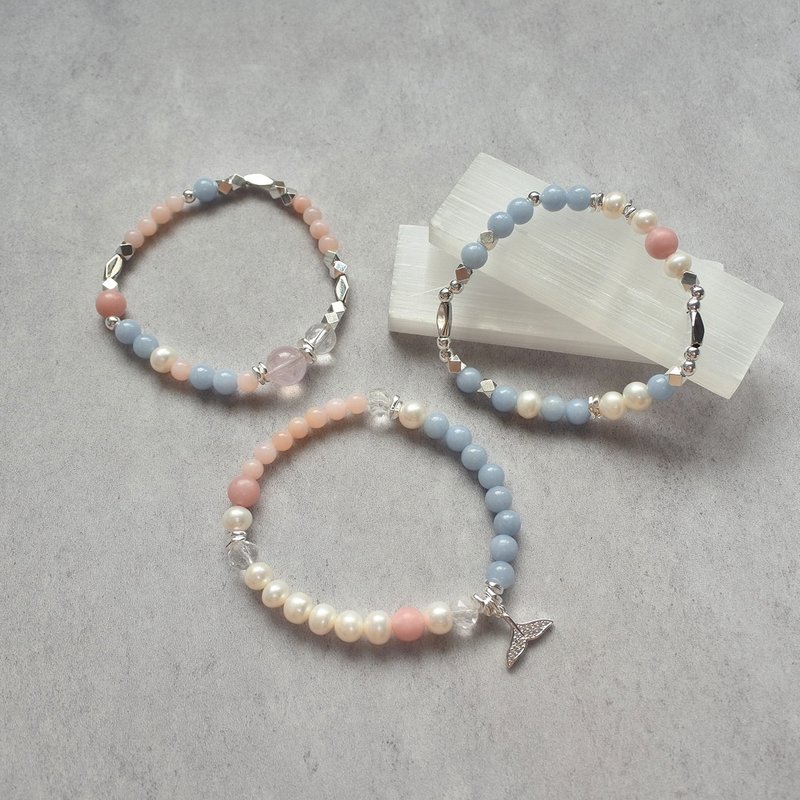 Early autumn:: between pink and blue/ Silver - Bracelets - Crystal Pink