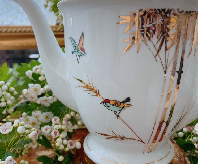 Japanese Gold And White Tea Cup And Saucer Gold Bamboo Design