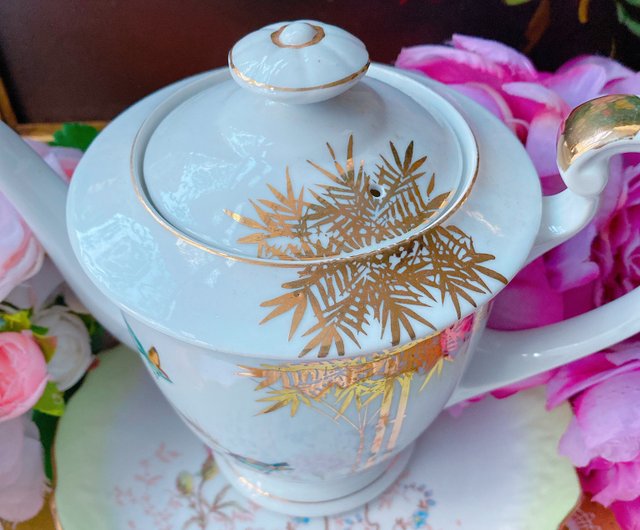 Japanese Gold And White Tea Cup And Saucer Gold Bamboo Design