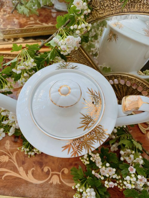 Japanese Gold And White Tea Cup And Saucer Gold Bamboo Design