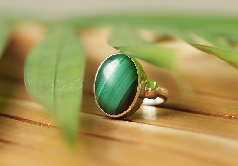 マラカイトのシルバーリング - 戒指 - 寶石 綠色