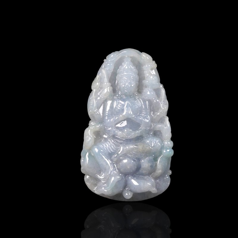 飄花翡翠精雕千手觀音項鍊 | 天然緬甸玉翡翠A貨 | 送禮 - 項鍊 - 玉石 多色