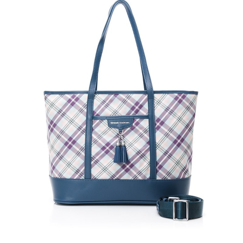 【ゴールド】TASSEL クラシックチェック柄 2way トートバッグ- ブルー - トートバッグ・ハンドバッグ - ナイロン ブルー