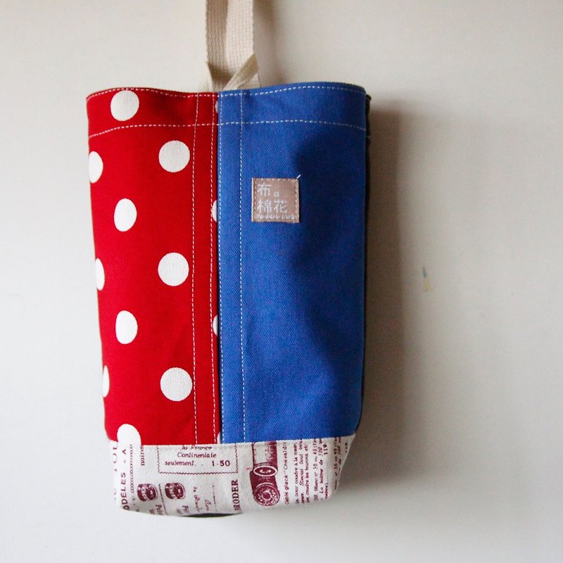 Hanging Tissue Box, housewarming,  blue canvas, big red spot - Storage - Cotton & Hemp Red