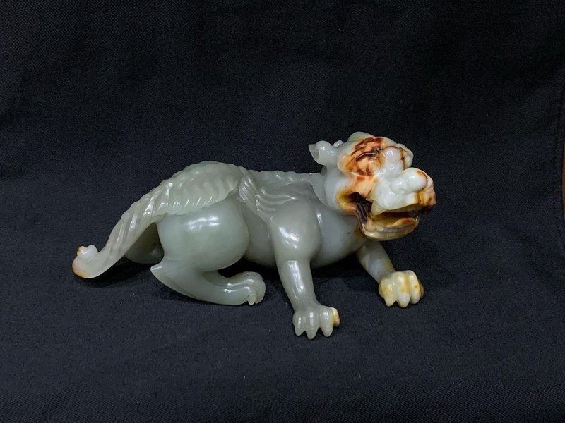 清末民初 和田青白玉避邪 - 擺飾/家飾品 - 玉石 