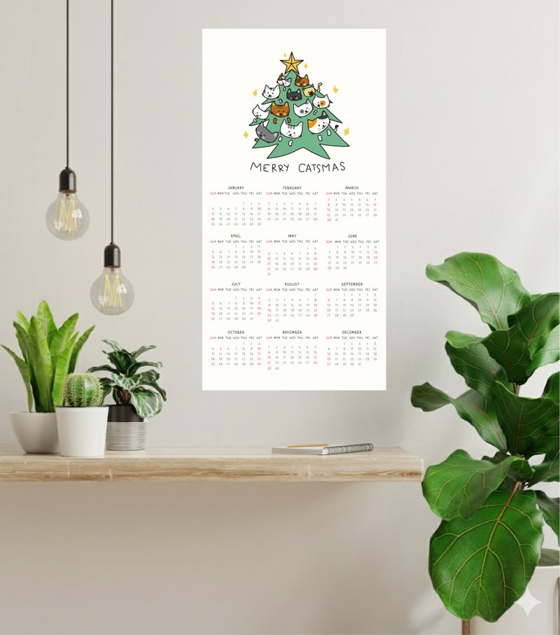 2026年曆掛布 貓貓聖誕節 交換禮物 - 日曆/月曆/年曆 - 其他人造纖維 多色