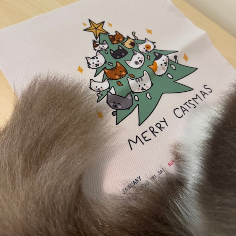 2026 Calendar Tapestry Cat Christmas Gift Exchange Kitty Gachapon Christmas Tree Ornament - Calendars - Other Man-Made Fibers Multicolor