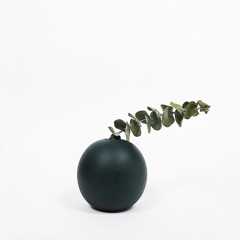 小さなシンプルな北欧色手作りラウンドフロストフラワー-フロストブラック - 花瓶・植木鉢 - 磁器 ブラック