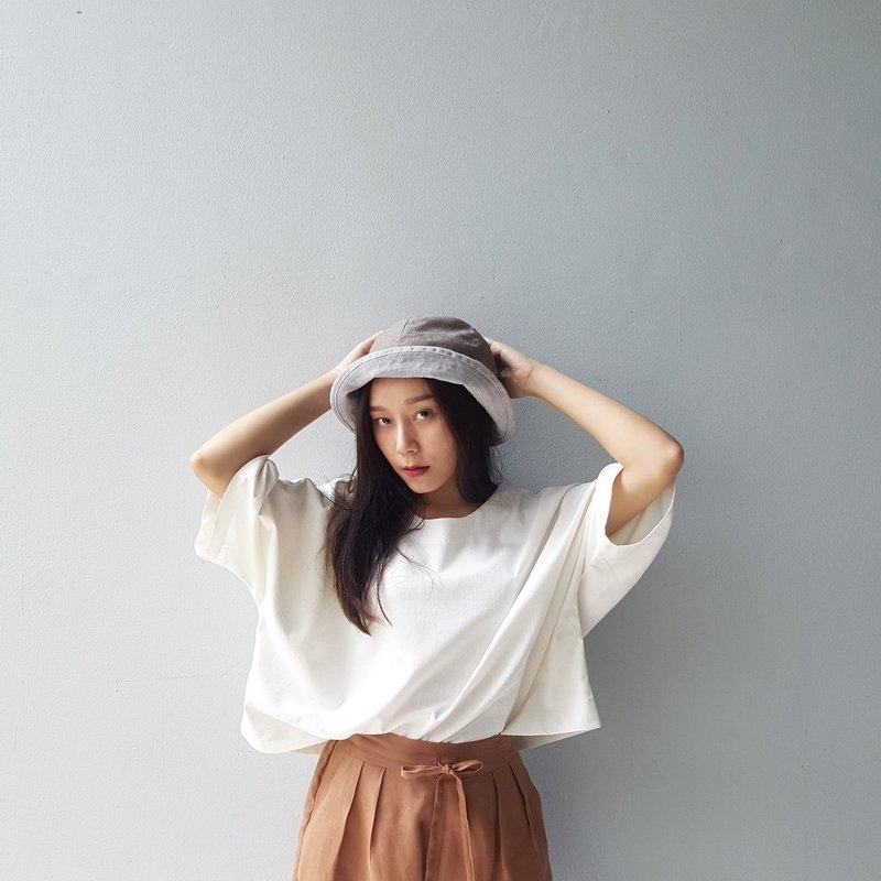 Linen loose top - Off White - 女上衣/長袖上衣 - 棉．麻 白色