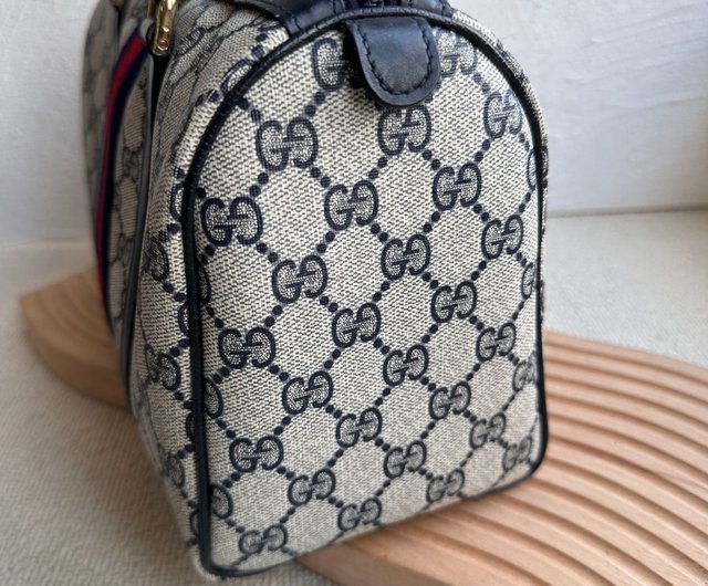 中古バッグ ヴィンテージ グッチブルーフラワー ボストンバッグ