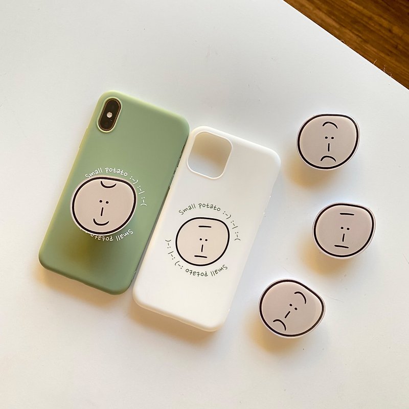 【Free wooden clip】Small potato small character mobile phone case can be purchased with air bag support - Phone Cases - Plastic Multicolor