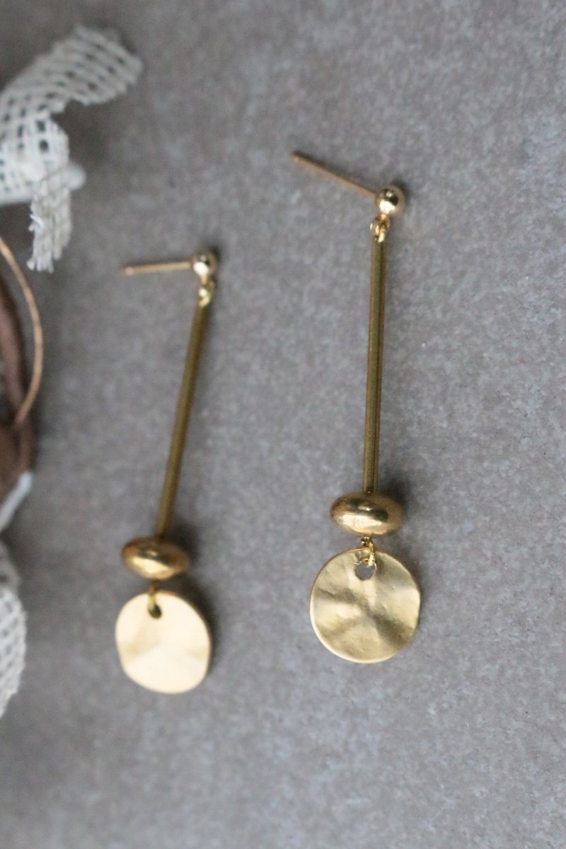 Brass Earrings 1159 - Boyfriend - Earrings & Clip-ons - Copper & Brass Gold