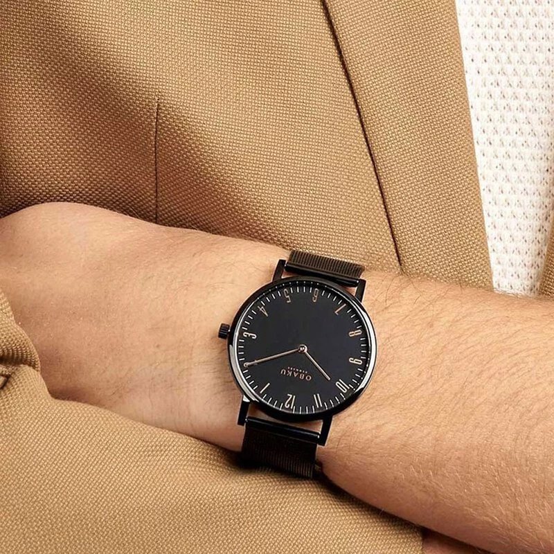 OBAKU 城市探索紳士時尚腕錶-全黑-V248GXBBMB-40mm - 男錶/中性錶 - 不鏽鋼 黑色