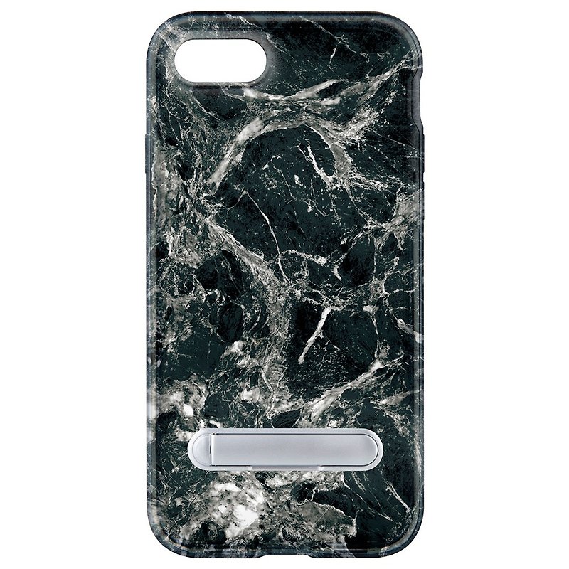 Black marble hidden magnet holder iPhone X 8 7 6 plus mobile phone case mobile phone case case - เคส/ซองมือถือ - พลาสติก ขาว