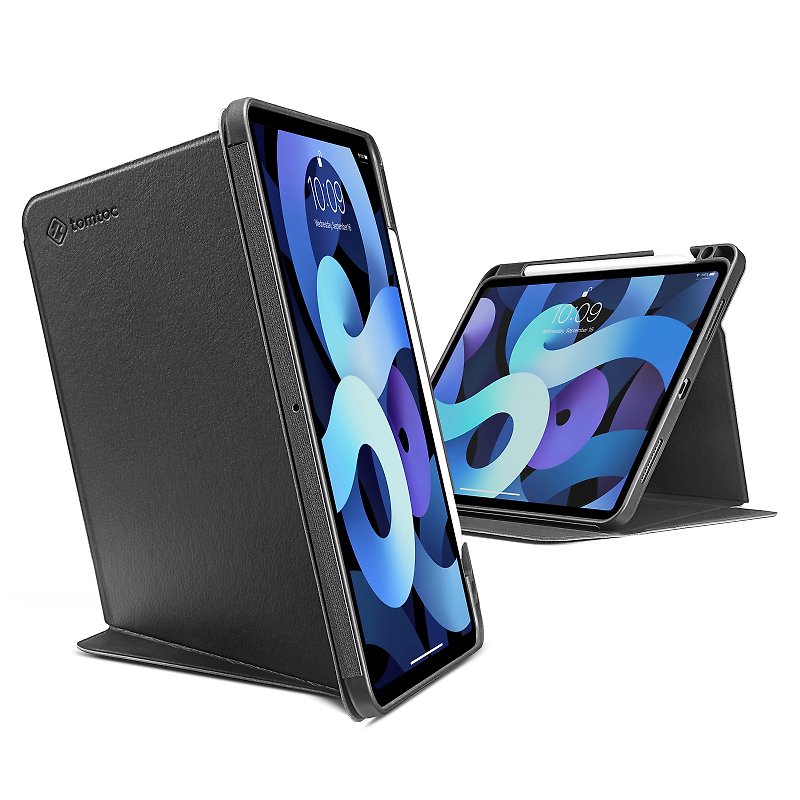 Tomtoc Multi-Angle Folding Tablet Case, Black - Tablet & Laptop Cases - Faux Leather Black