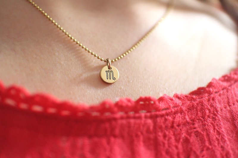 Horoscope sign-brass necklace-Scorpio - Necklaces - Copper & Brass Gold